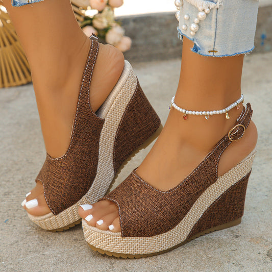 ISABELLE SLINGBACKS Linen Slingback Sandals