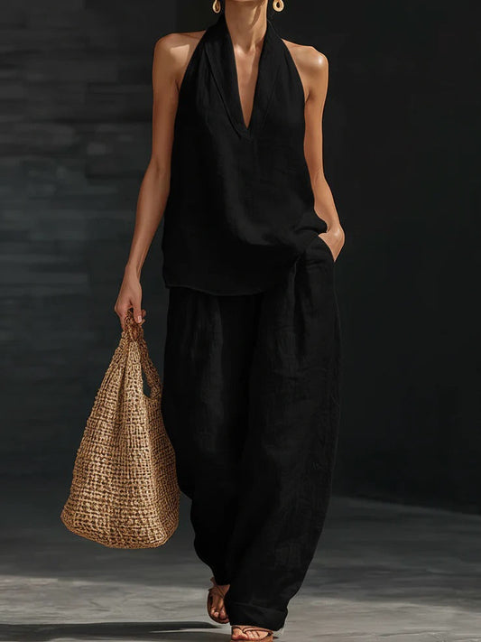 Zoë Sleeveless Top and Wide-Leg Trousers Set