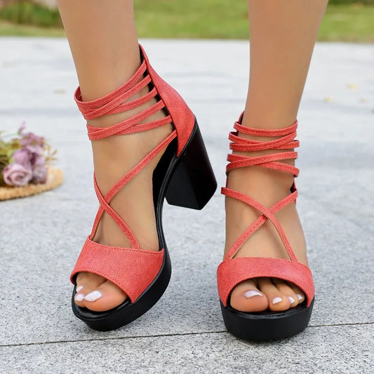 CELESTE HEELS Strappy Block Heels