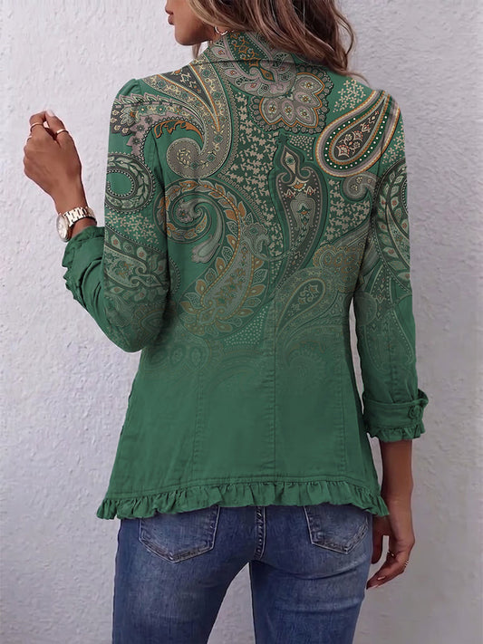 Jemara Bohemian Paisley Print Ruffled Jacket