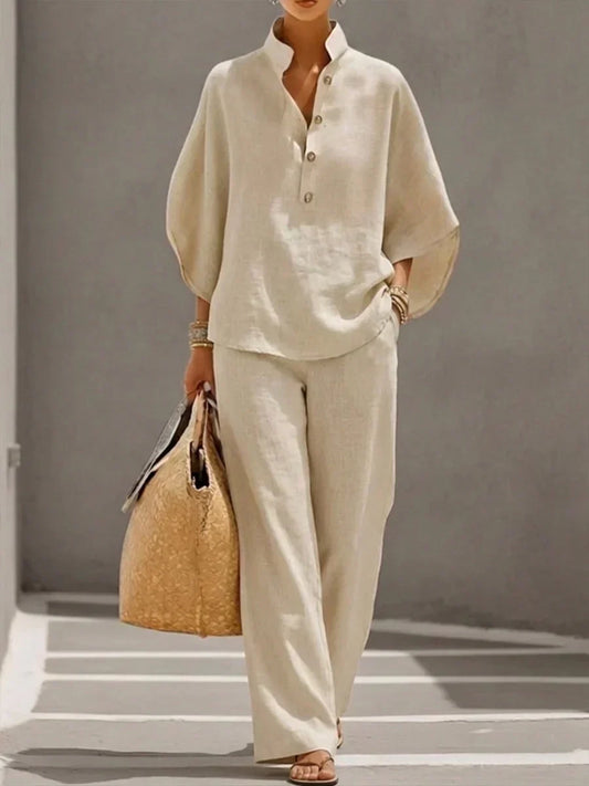 Sophie Batwing Sleeve Top and Wide-Leg Trousers Set