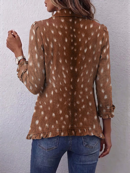 Nolinda Bohemian Animal-Print Ruffled Jacket