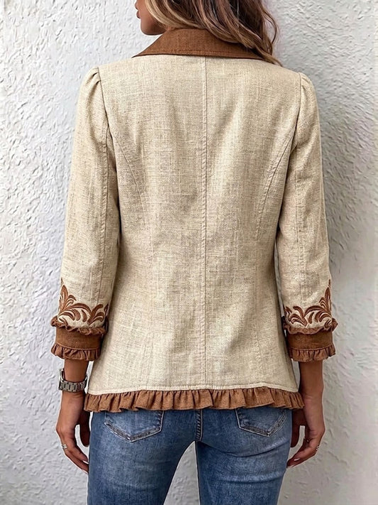 Dawncroft Vintage Bohemian Floral Ruffled Jacket