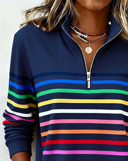 Maggie | Striped Half-Zip Pullover