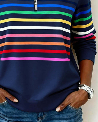 Maggie | Striped Half-Zip Pullover