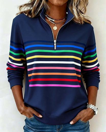 Maggie | Striped Half-Zip Pullover