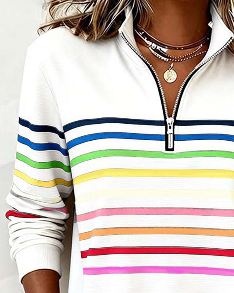 Maggie | Striped Half-Zip Pullover