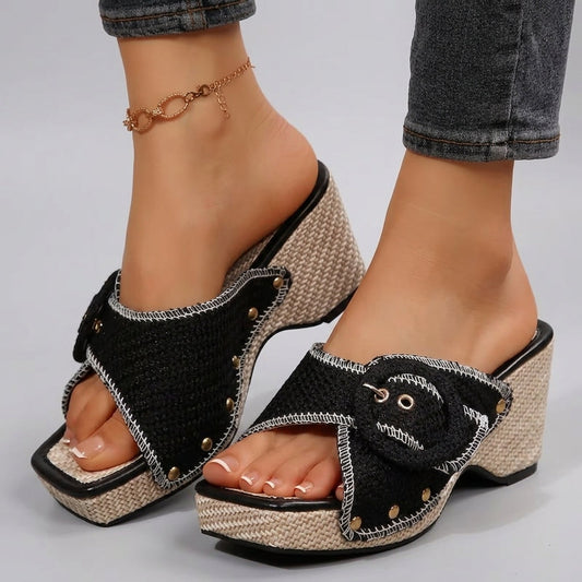 ELISA WEDGES Espadrille-Style Wedge Sandals