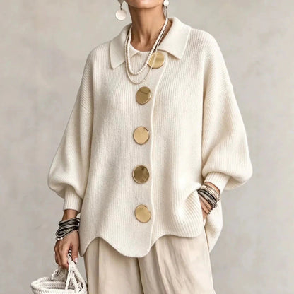 Karina | Oversized Gold-Button Cardigan