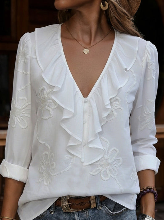 Celeste Vintage Floral V-Neck Shirt