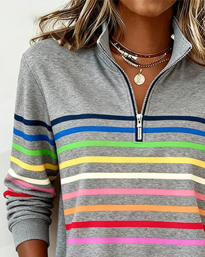 Maggie | Striped Half-Zip Pullover