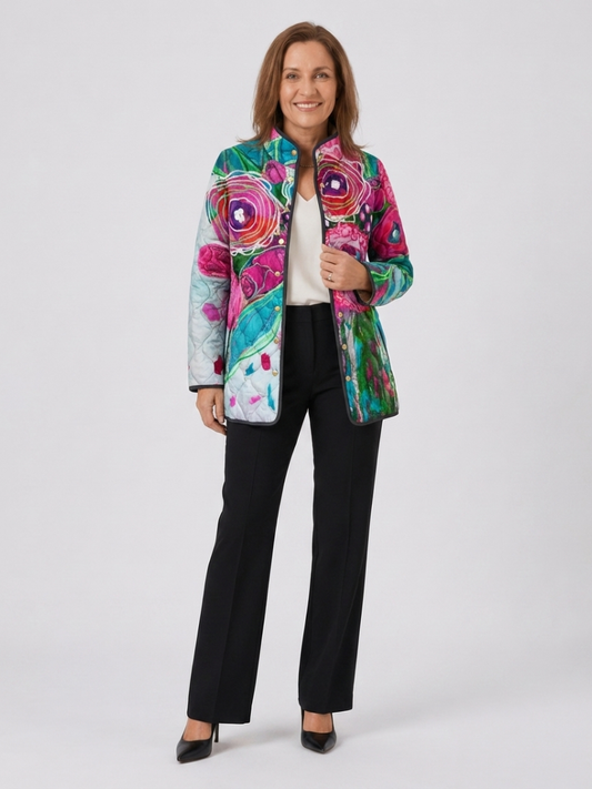 The Watercolour Floral Quilted Jacket
