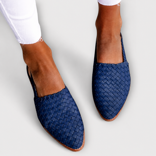 Simone Woven Back-Strap Loafers