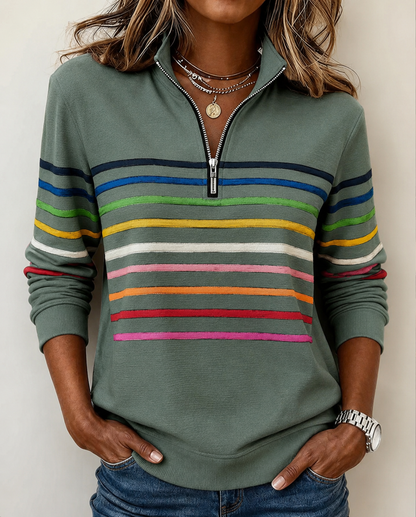 Maggie | Striped Half-Zip Pullover