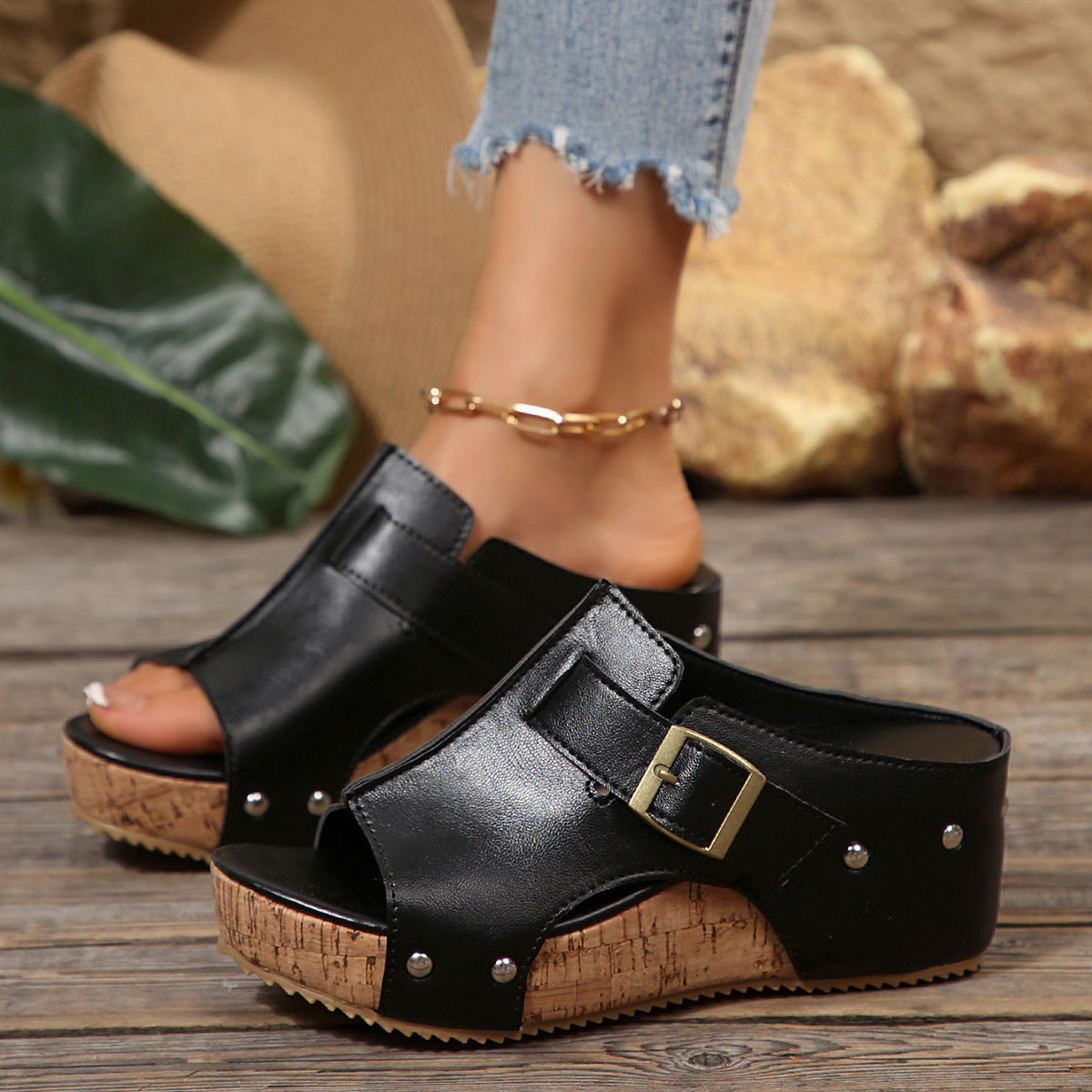 OLIVIA SANDALS Open-Toe Platform Sandals