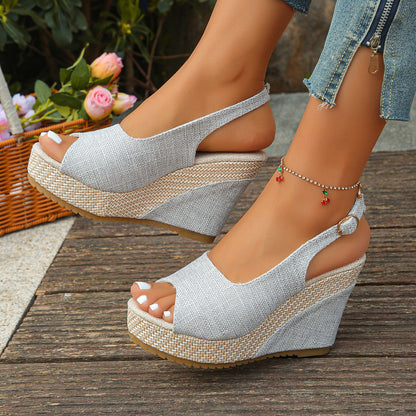 ISABELLE SLINGBACKS Linen Slingback Sandals