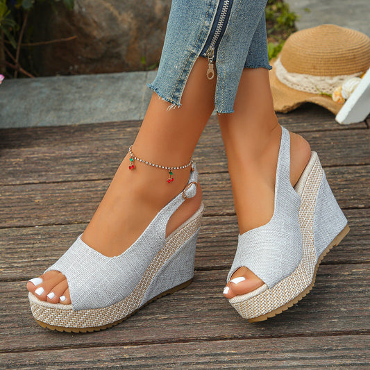 ISABELLE SLINGBACKS Linen Slingback Sandals