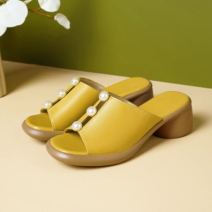 SIENNA SLIDES Pearl Strap Flat Slides