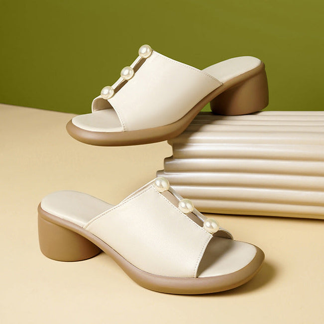 SIENNA SLIDES Pearl Strap Flat Slides