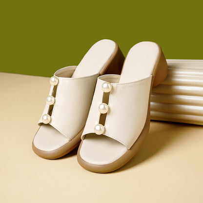 SIENNA SLIDES Pearl Strap Flat Slides