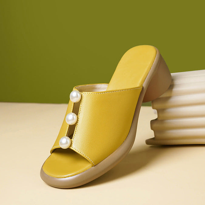 SIENNA SLIDES Pearl Strap Flat Slides