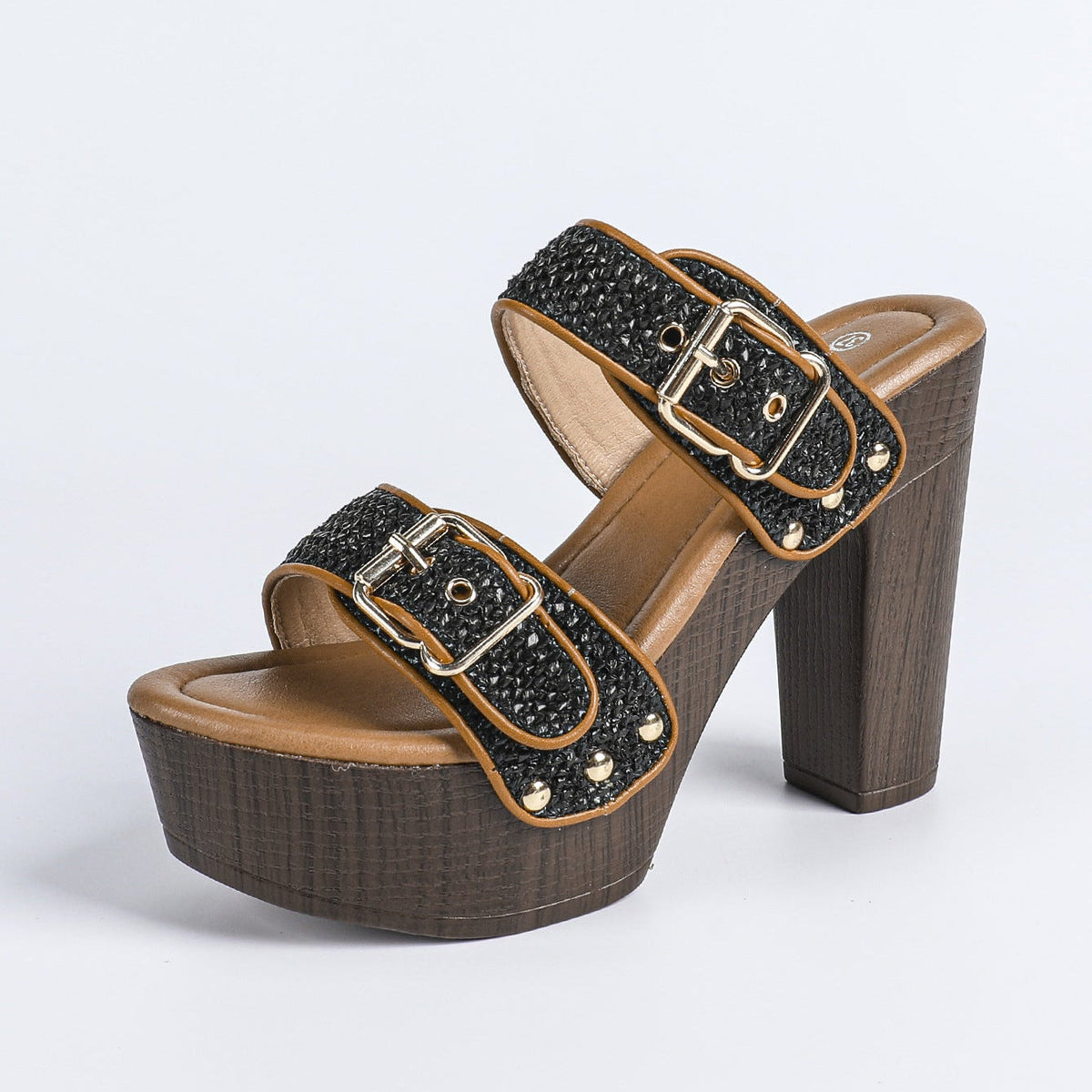 VALENTINA HEELS Double Buckle Block Heels