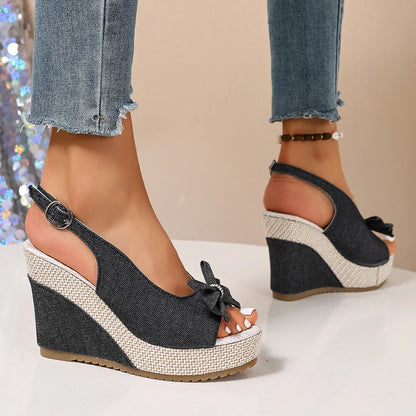 ANNA WEDGES Denim Platform Sandals