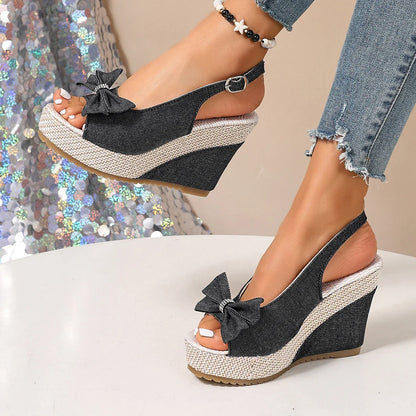 ANNA WEDGES Denim Platform Sandals