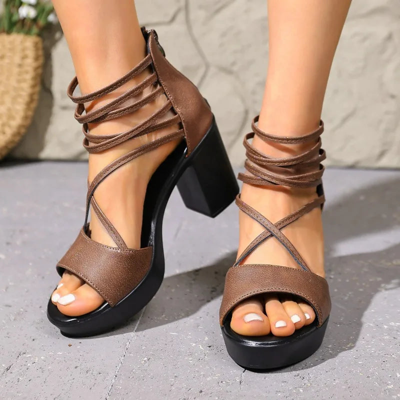 CELESTE HEELS Strappy Block Heels
