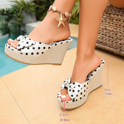 ELARA WEDGES Polka Dot Wedge Sandals