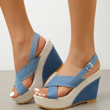 MAYA SANDALS Denim Platform Sandals
