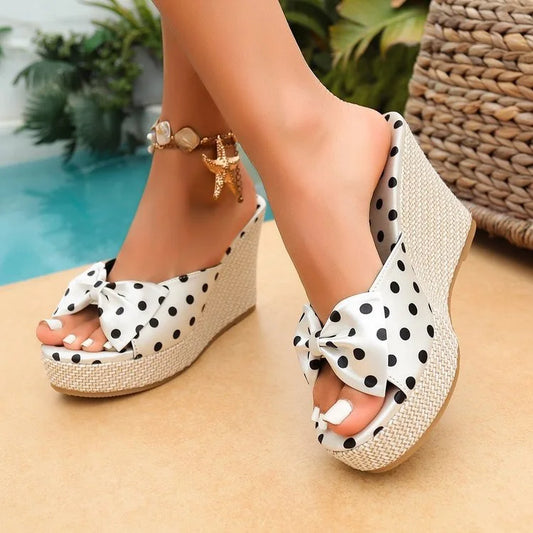 ELARA WEDGES Polka Dot Wedge Sandals