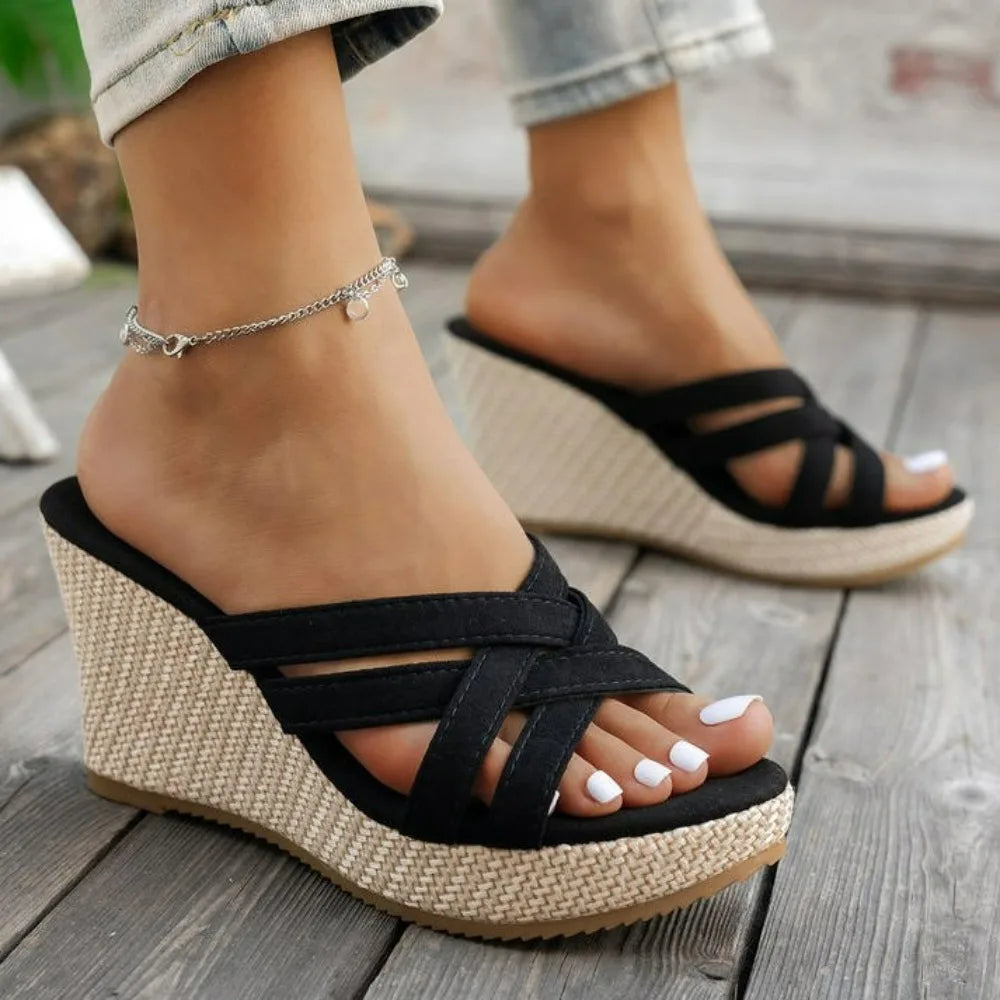 ADELINE WEDGES Crisscross Strap Wedges