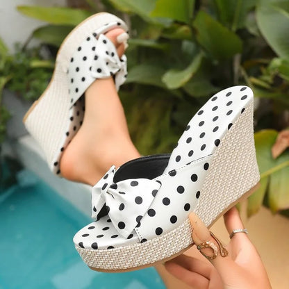 ELARA WEDGES Polka Dot Wedge Sandals
