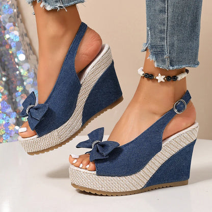 ANNA WEDGES Denim Platform Sandals