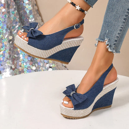 ANNA WEDGES Denim Platform Sandals