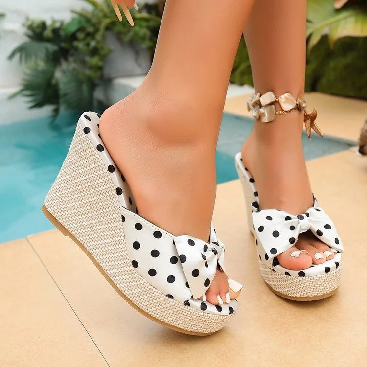 ELARA WEDGES Polka Dot Wedge Sandals