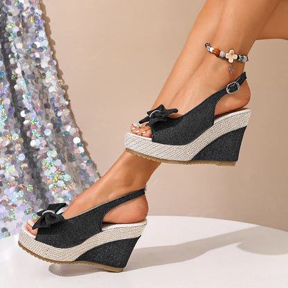 ANNA WEDGES Denim Platform Sandals