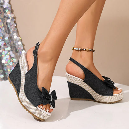 ANNA WEDGES Denim Platform Sandals