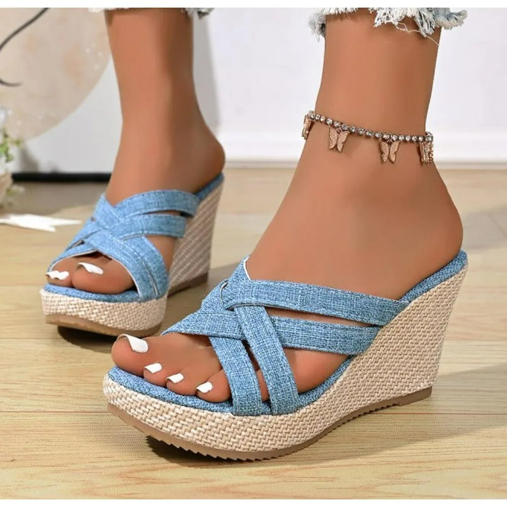 ADELINE WEDGES Crisscross Strap Wedges