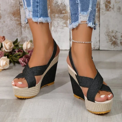 MAYA SANDALS Denim Platform Sandals