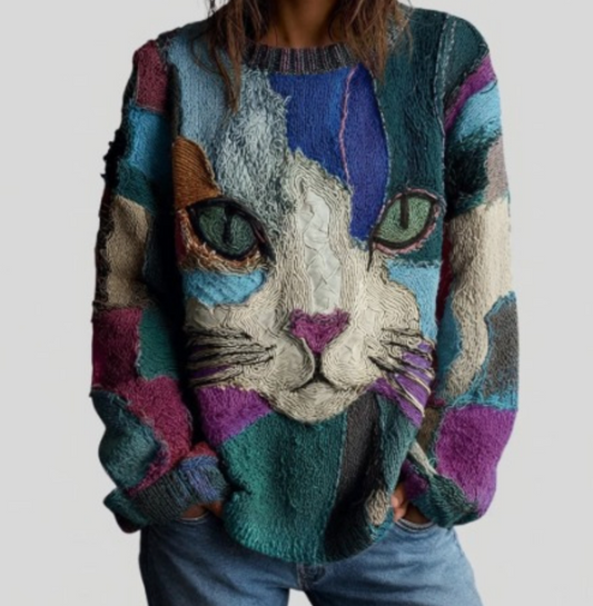 Zaira Artistic Cat Statement Top