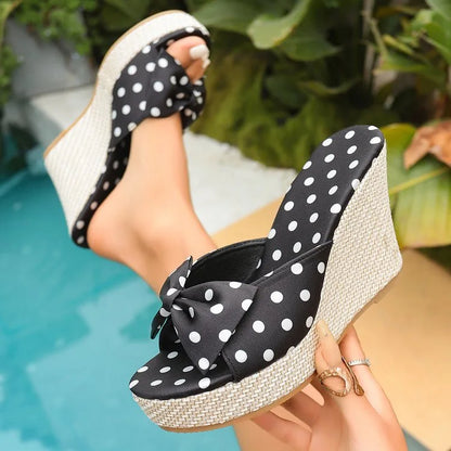 ELARA WEDGES Polka Dot Wedge Sandals