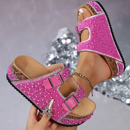 ISABELLE SANDALS Pearl Detail Flat Sandals
