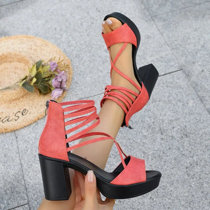 CELESTE HEELS Strappy Block Heels