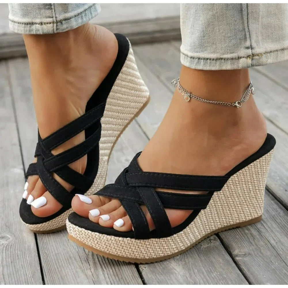 ADELINE WEDGES Crisscross Strap Wedges