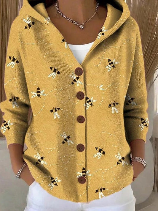 Leila Button Hooded Cardigan