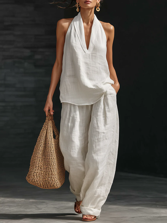 Zoë Sleeveless Top and Wide-Leg Trousers Set