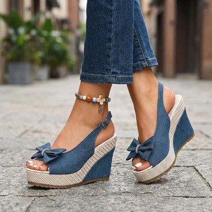 ANNA WEDGES Denim Platform Sandals