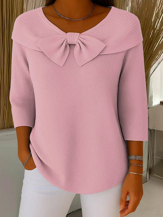 Tivella Sweater with Bow and Round Neckline
